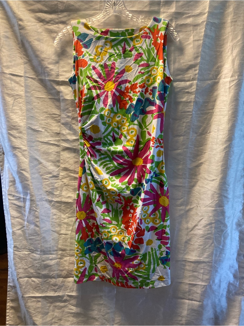 J. McLaughlin Multicolor Floral Midi Dress in White, Pink, Yellow, Green, Blue